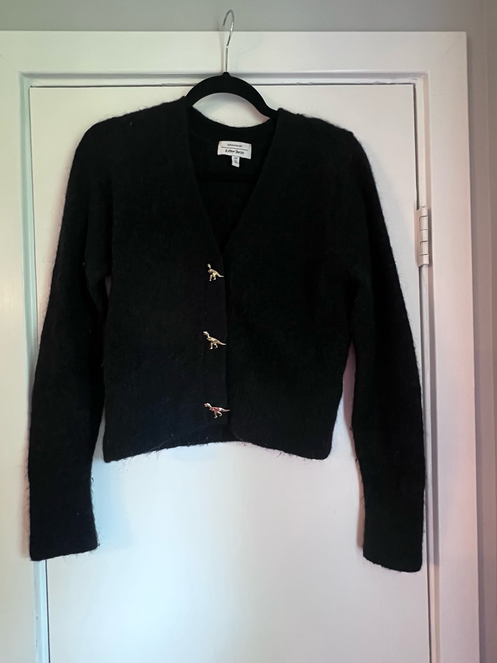 & Other Stories Women’s Cardigan Sweater Knit V-Neck Cropped Black XS